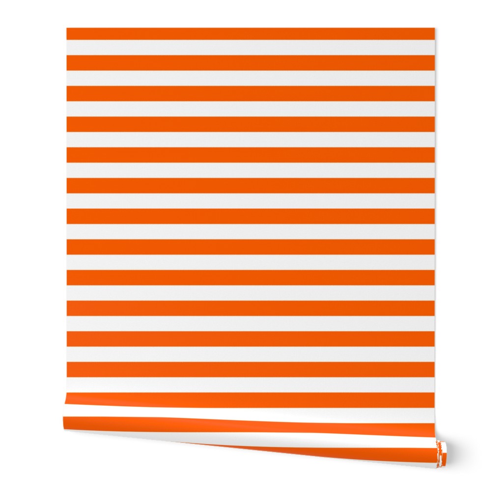 Stripes - Horizontal - 1 inch (2.54cm) - White (#FFFFFF) & Orange (#FF5F00)