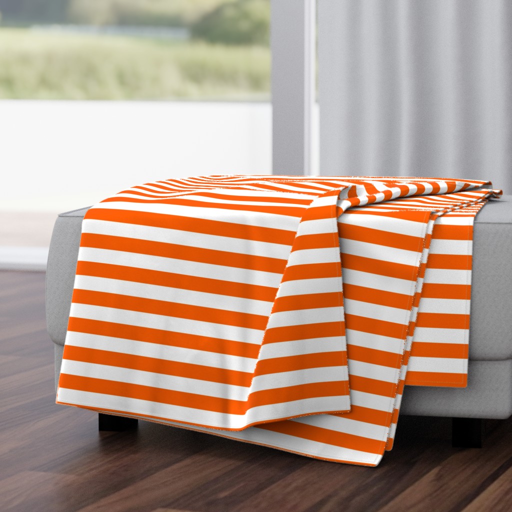 Stripes - Horizontal - 1 inch (2.54cm) - White (#FFFFFF) & Orange (#FF5F00)