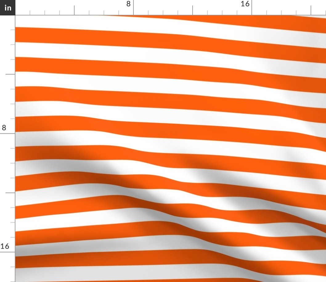 Stripes - Horizontal - 1 inch (2.54cm) - White (#FFFFFF) & Orange (#FF5F00)