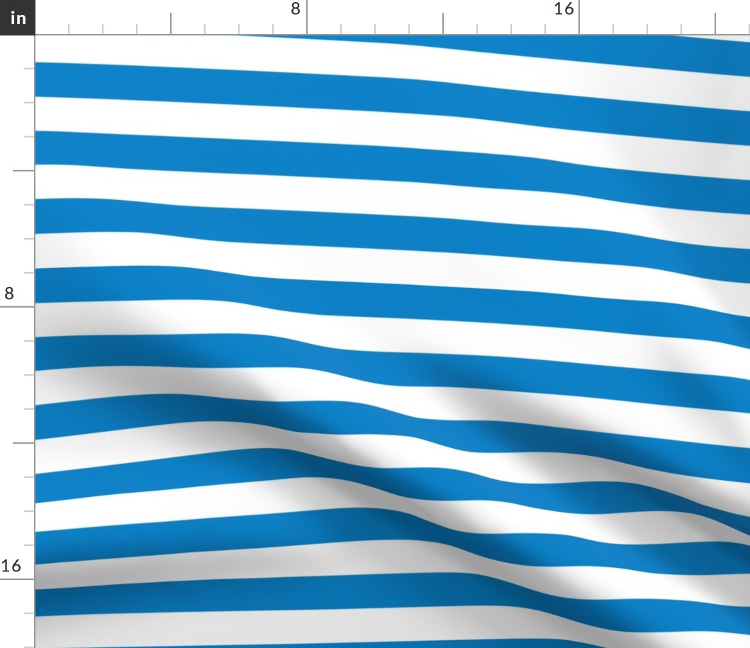 Stripes - Horizontal - 1 inch (2.54cm) - White (#FFFFFF) & Blue (#0081C8)