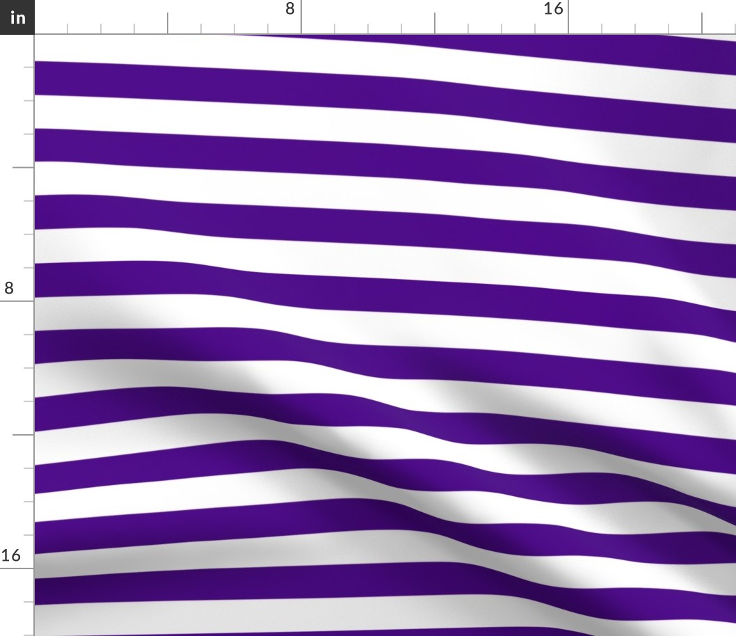 Stripes - Horizontal - 1 inch (2.54cm) - White (#FFFFFF) & Purple (#4D008A)