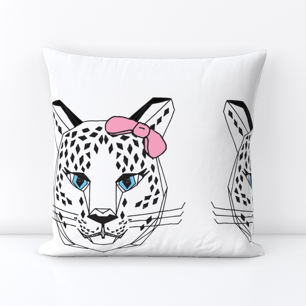 snow leopard // cut and sew plush pillow pink bow girl cute leopard