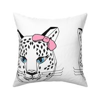 snow leopard // cut and sew plush pillow pink bow girl cute leopard