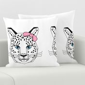 snow leopard // cut and sew plush pillow pink bow girl cute leopard