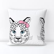 snow leopard // cut and sew plush pillow pink bow girl cute leopard