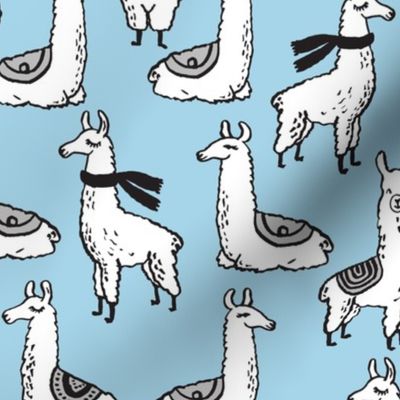 Llamas - Light Blue by Andrea Lauren 