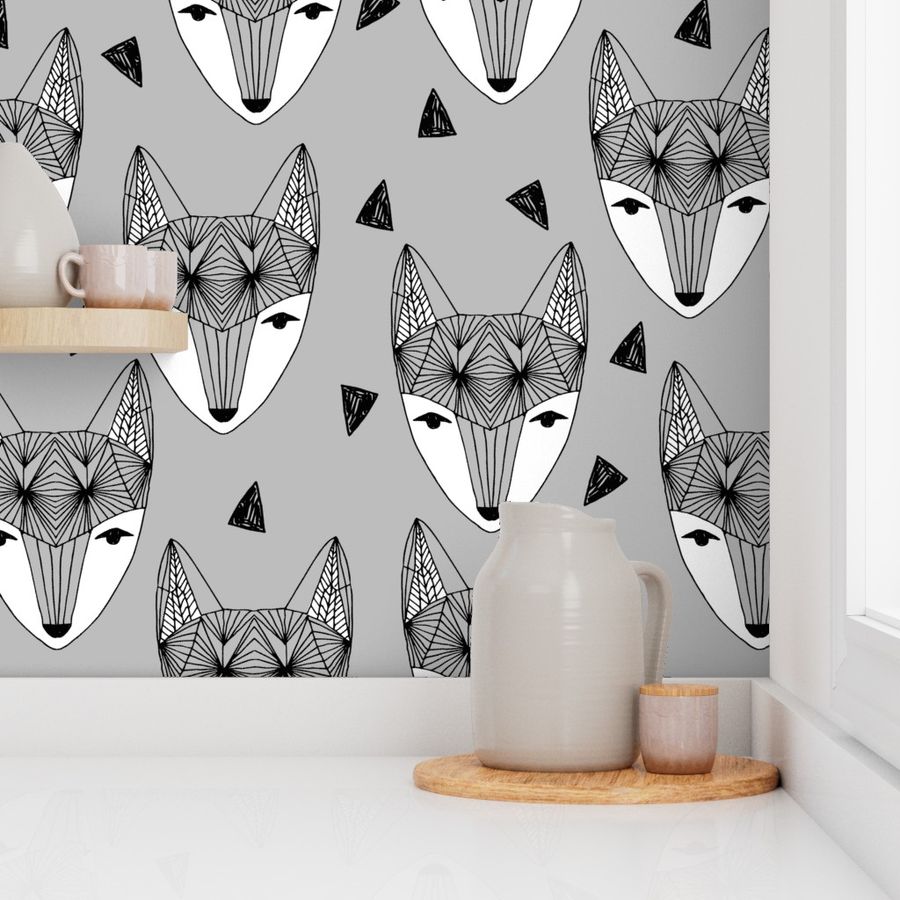 Fox Head - Grey by Andrea Lauren 