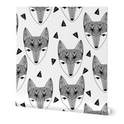 Fox Head - Grey and White by Andrea Lauren 