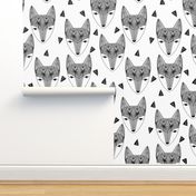 Fox Head - Grey and White by Andrea Lauren 