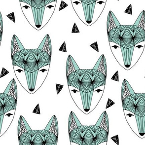 Fox Head - Mint and White by Andrea Lauren 