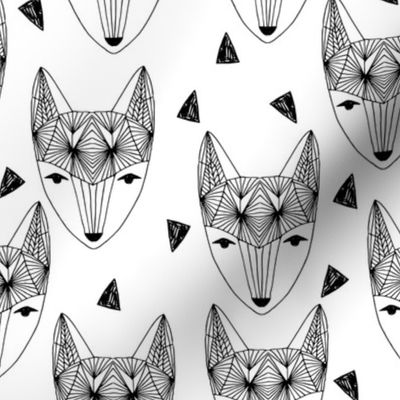 Fox Head - Black and White by Andrea Lauren 