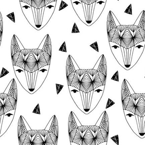 Fox Head - Black and White by Andrea Lauren 
