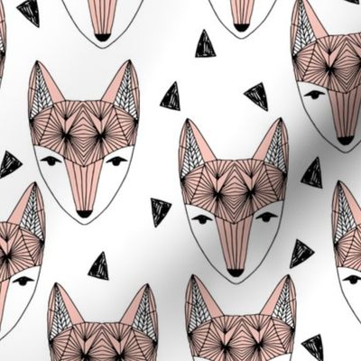 Fox Head - Pink and White by Andrea Lauren 