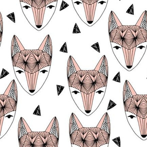 Fox Head - Pink and White by Andrea Lauren 