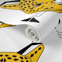 Snow Leopard - White and Yellow by Andrea Lauren 