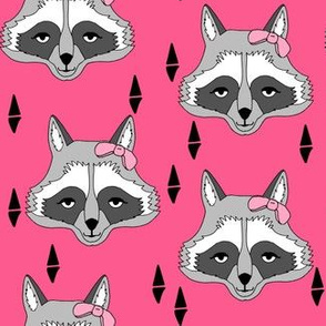 raccoon // sweet girls raccoon pink girls fabric girly raccoon with bow animal print for girls