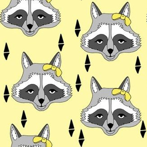 raccoon // sweet pastel yellow girls raccoon with bow spring animal print for baby girl sweet little girls