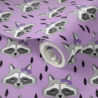 raccoon // purple pastel bow sweet little girls purple bow raccoon animal spring 