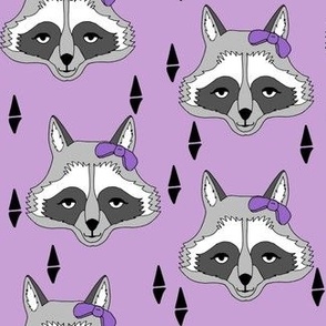 raccoon // purple pastel bow sweet little girls purple bow raccoon animal spring 