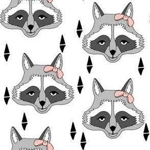 raccoon // sweet little girls raccoon print with pink bow adorable little cute animal print for baby girl 