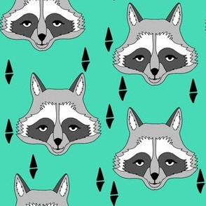 raccoon // bright green raccoon face sweet little kids animal print