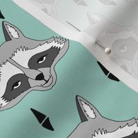 raccoon // mint sweet little kids gender neutral raccoon animal print for outdoors camping woodland