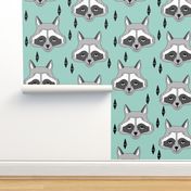 raccoon // mint sweet little kids gender neutral raccoon animal print for outdoors camping woodland