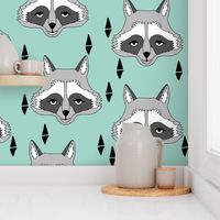 raccoon // mint sweet little kids gender neutral raccoon animal print for outdoors camping woodland