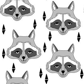 raccoon // sweet little geometric raccoon face hand-drawn illustration fabric by andrea lauren