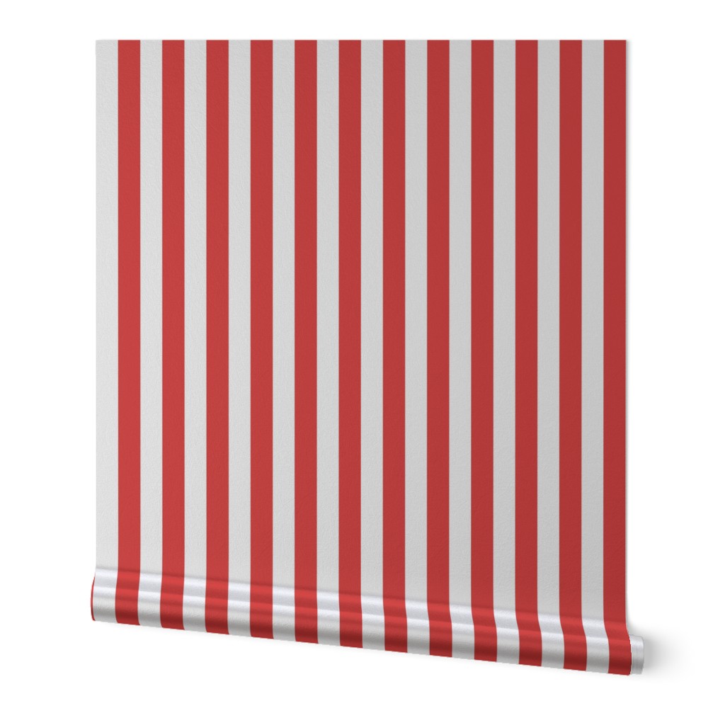 Stripes - Vertical - 1 inch (2.54cm) - Red (#E0201B) & White (#FFFFFF)