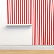 Stripes - Vertical - 1 inch (2.54cm) - Red (#E0201B) & White (#FFFFFF)