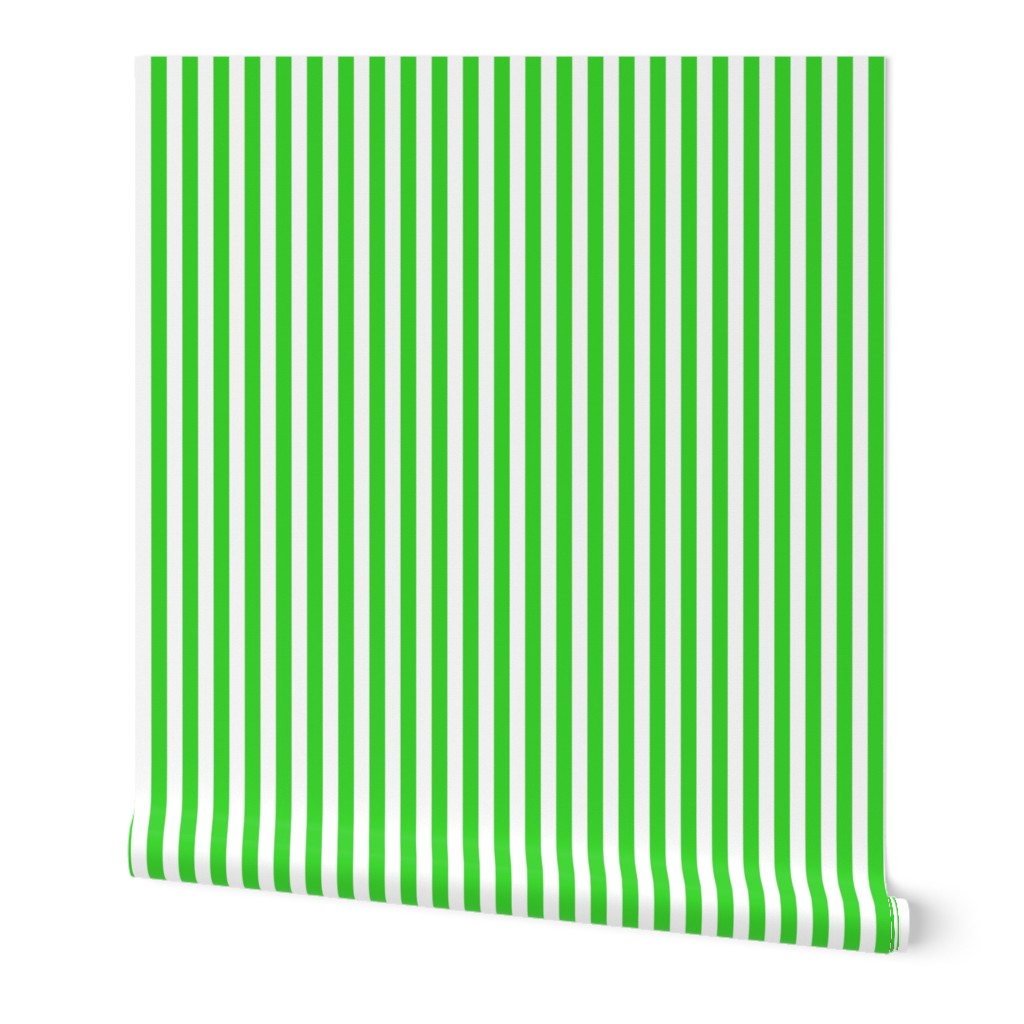 Stripes - Vertical - 1 inch (2.54cm) - Bright Green (#3AD42D) & White (#FFFFFF)