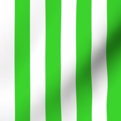 Stripes - Vertical - 1 inch (2.54cm) - Bright Green (#3AD42D) & White (#FFFFFF)