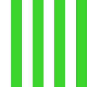 Stripes - Vertical - 1 inch (2.54cm) - Bright Green (#3AD42D) & White (#FFFFFF)