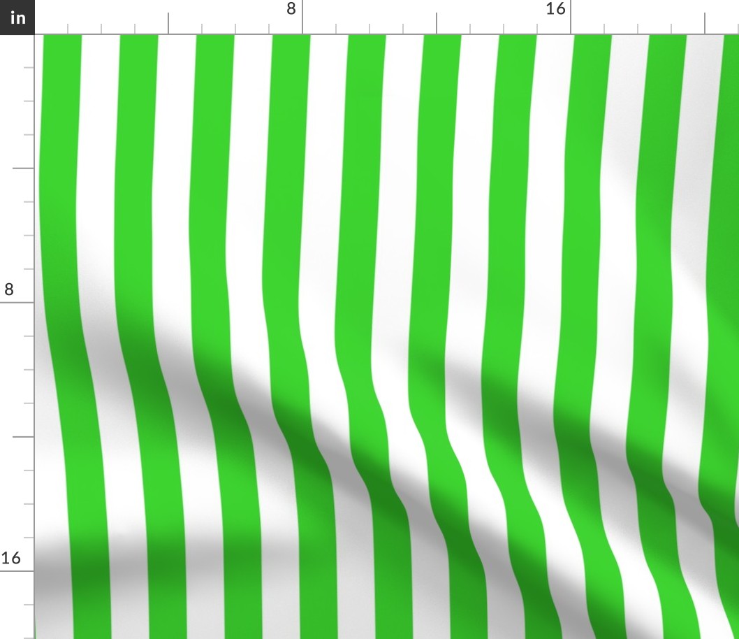 Stripes - Vertical - 1 inch (2.54cm) - Bright Green (#3AD42D) & White (#FFFFFF)