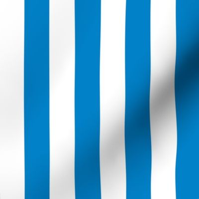 Stripes - Vertical - 1 inch (2.54cm) - Bright Blue (#0081C8) & White (#FFFFFF)