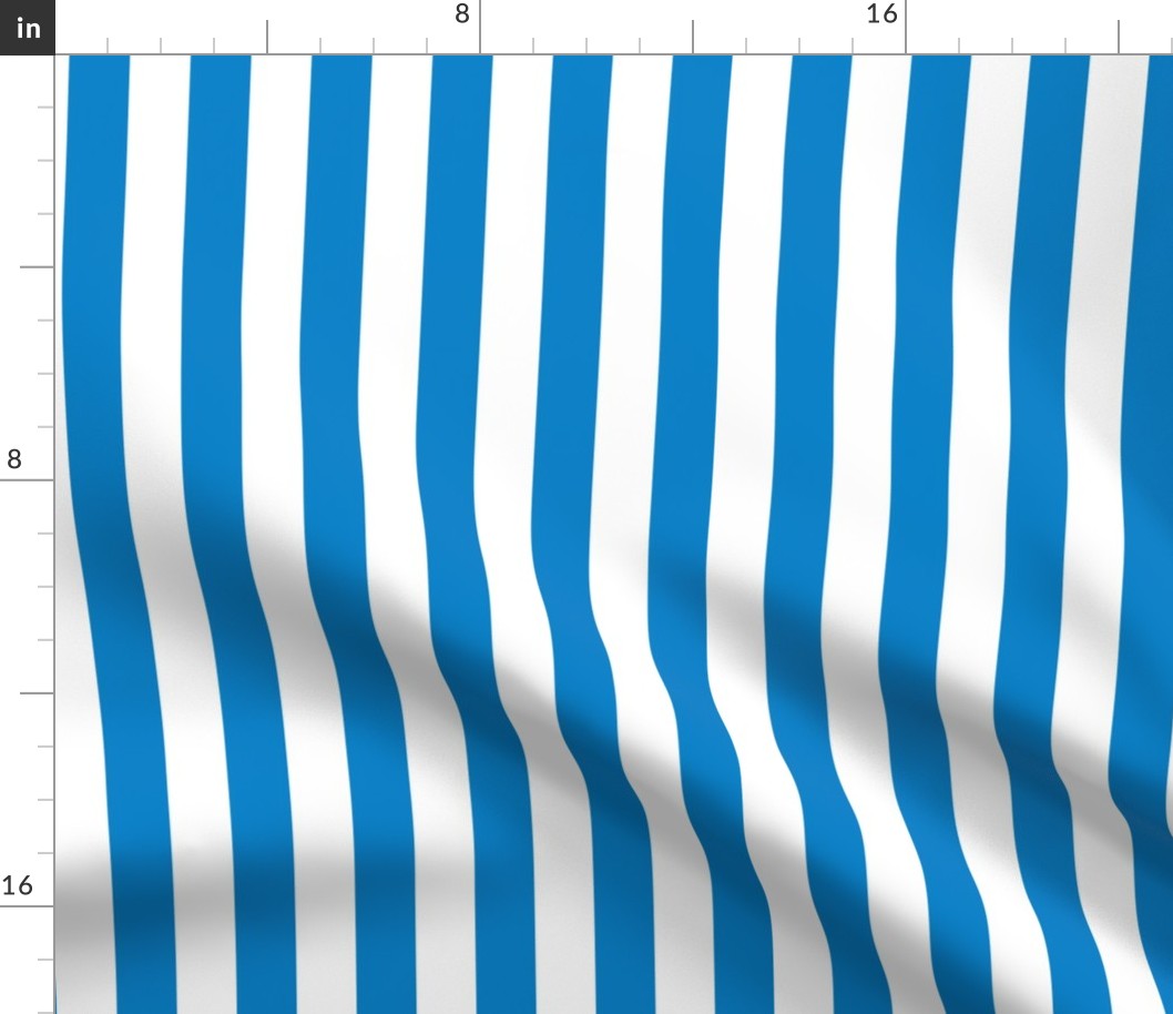 Stripes - Vertical - 1 inch (2.54cm) - Bright Blue (#0081C8) & White (#FFFFFF)
