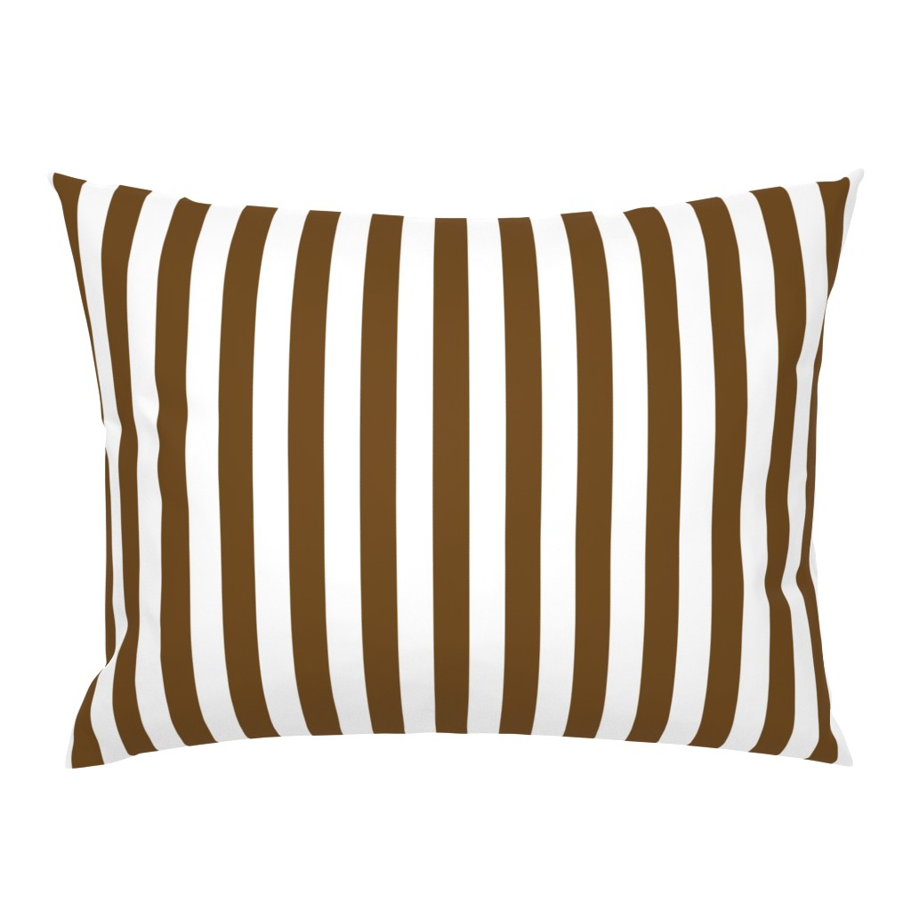 Stripes - Vertical - 1 inch (2.54cm) -  Dark Brown (#6E4A1C) & White (#FFFFFF)