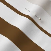 Stripes - Vertical - 1 inch (2.54cm) -  Dark Brown (#6E4A1C) & White (#FFFFFF)