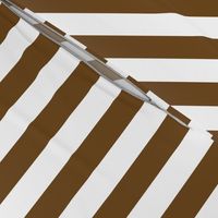 Stripes - Vertical - 1 inch (2.54cm) -  Dark Brown (#6E4A1C) & White (#FFFFFF)