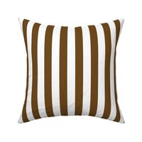 Stripes - Vertical - 1 inch (2.54cm) -  Dark Brown (#6E4A1C) & White (#FFFFFF)