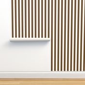 Stripes - Vertical - 1 inch (2.54cm) -  Dark Brown (#6E4A1C) & White (#FFFFFF)