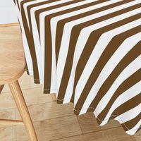 Stripes - Vertical - 1 inch (2.54cm) -  Dark Brown (#6E4A1C) & White (#FFFFFF)