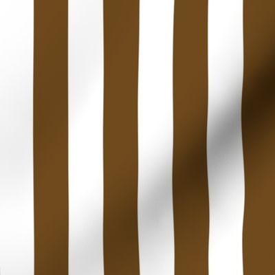 Stripes - Vertical - 1 inch (2.54cm) -  Dark Brown (#6E4A1C) & White (#FFFFFF)