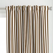 Stripes - Vertical - 1 inch (2.54cm) -  Dark Brown (#6E4A1C) & White (#FFFFFF)