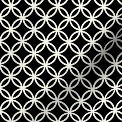 Fretwork geometric circles, black + off-white by Su_G