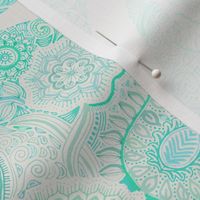 Doodle Mint Moroccan on Pale Grey