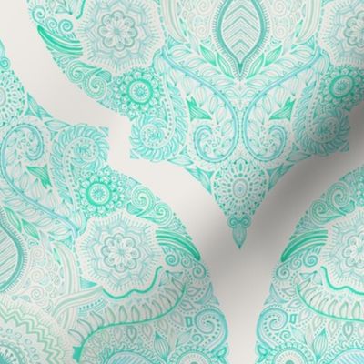 Doodle Mint Moroccan on Pale Grey