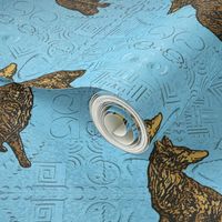 Coyote just in tile - blue glass brass