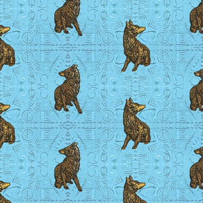 Coyote just in tile - blue glass brass